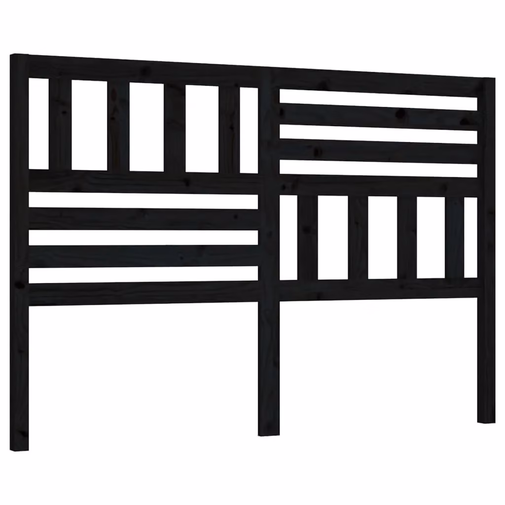 Berkfield Home Rustic Solid Pine Bed Headboard in Black, W: 126 cm, D: 4 cm, H: 100 cm – 2