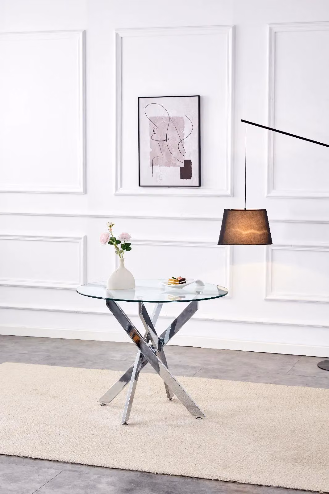 Kosy Koala Round Glass Dining Table with Chrome Legs in Transparent – 3