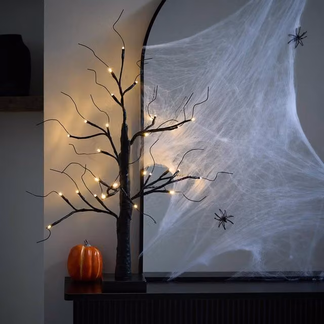 OHS Black LED Twig Tree Tabletop Decor, Height: 64 cm