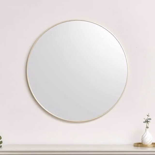 Melody Maison Large Round Champagne Wall Mirror in Gold, W/D/H: 80 x 80 x 80 cm
