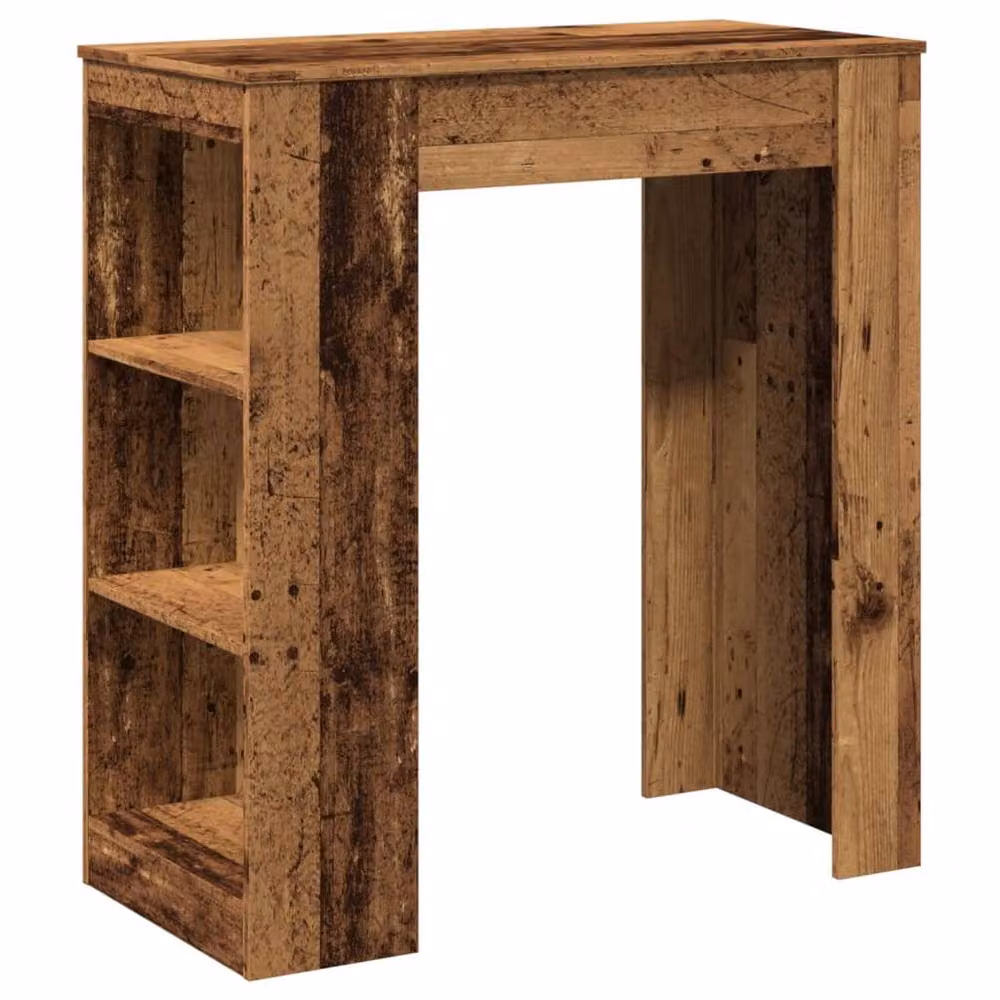 Berkfield Home Bar Table with Racks in Old Wood Brown, W/D/H: 95 x 47 x 103.5 cm – 2