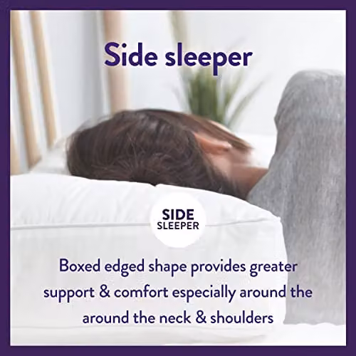 Slumberdown Luxury Box Edge Pillows 2 Pack, Firm Support for Back and Side Sleepers, White, W/H: 64 x 38 cm – 4