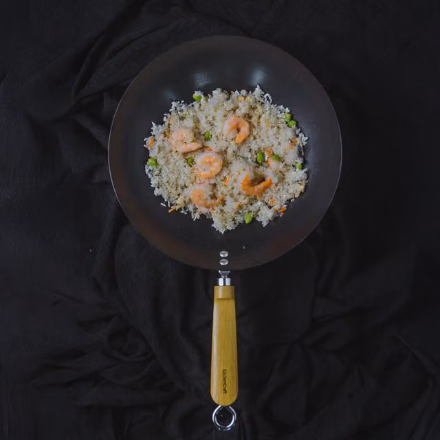 KitchenCraft Carbon Steel Non-Stick Wok, 30 cm, Black/Grey – 1