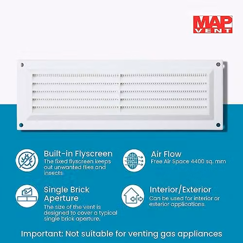 Map White Plastic Louvre Air Vent with Flyscreen – 2