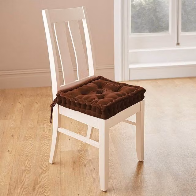 Coopers of Stortford Dining Chair Booster Cushion - Chocolate Brown Velvet Seat Pad with Spring-Back Filling