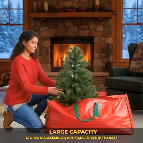 Shatchi Christmas Tree Storage Bag, Red, W/D/H: 68 x 30 x 30.5 cm – 4