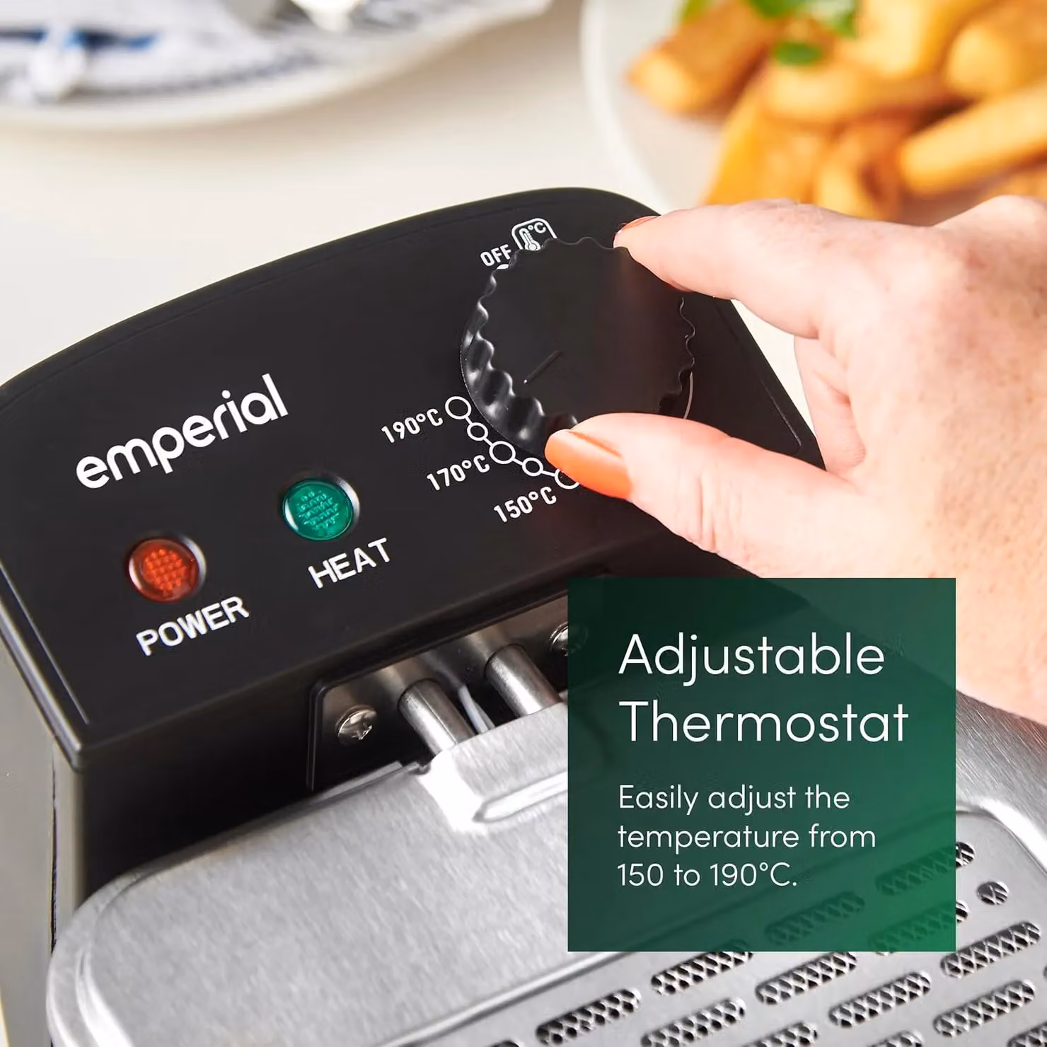 Emperial 2000W Deep Fat Fryer in Silver with Stainless Steel Basket, 3L – 3