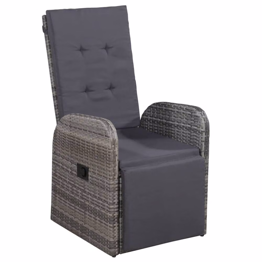 Berkfield Home 5 Piece Grey Poly Rattan Garden Dining Set with Cushions