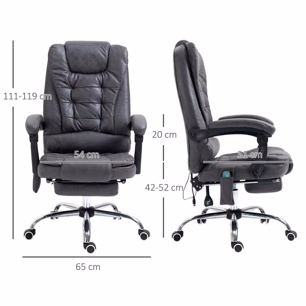 ERGOVEXA Executive Office Chair with 6 Point Massage, Back Heat and Headrest in Dark Grey – 2