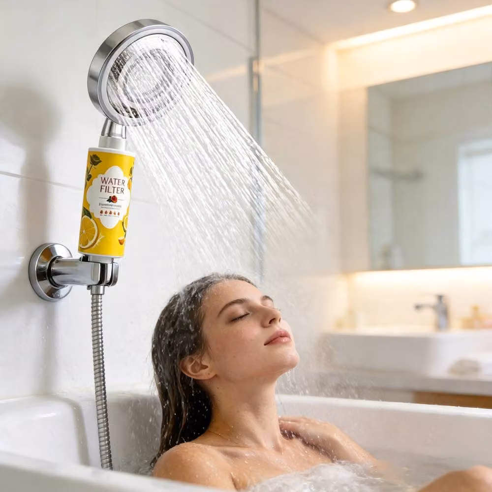 INMTFEI Lemon Shower Filter Hard Water Purifier for Hair and Skin in Yellow – 2