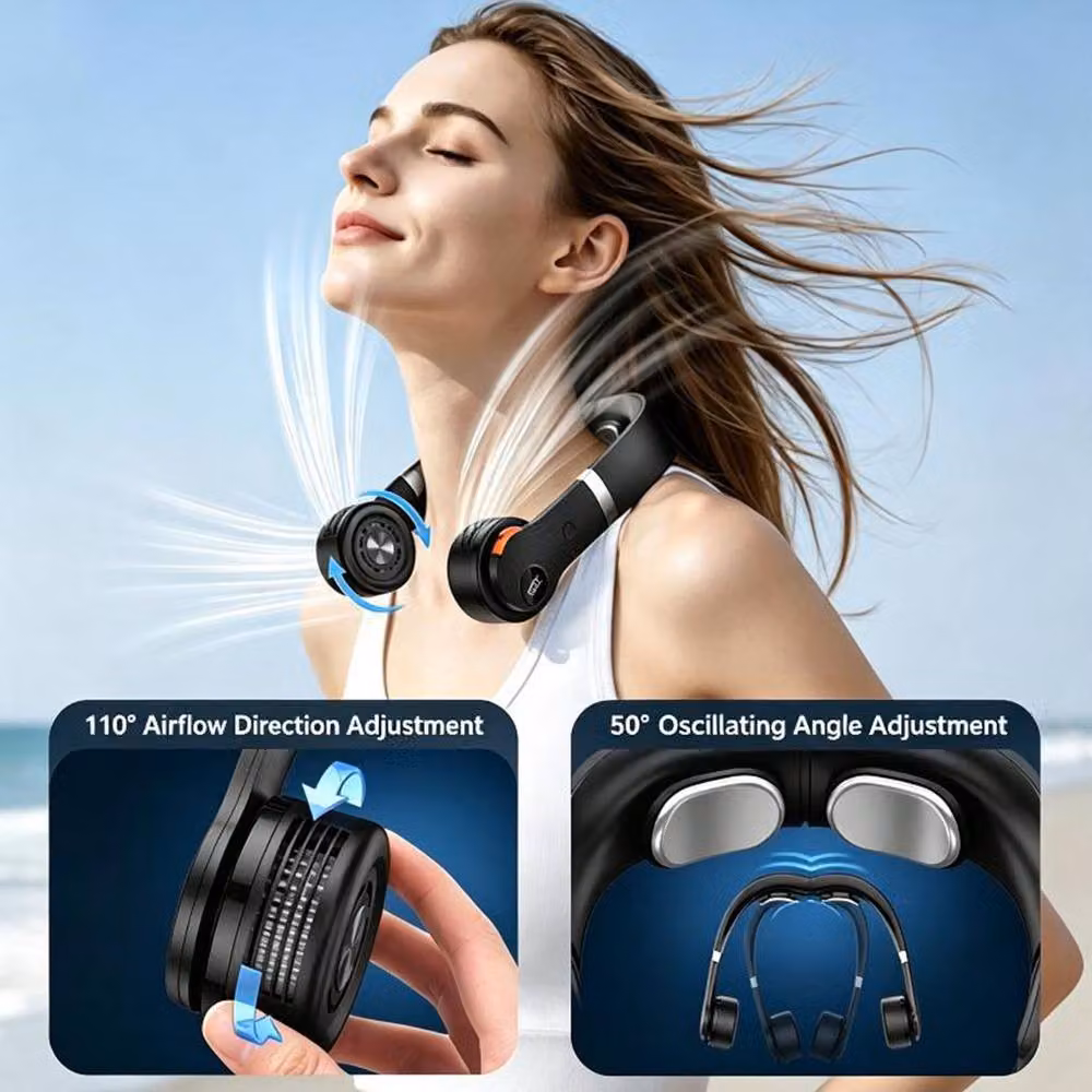 Quipulse Bladeless Neck Fan with Digital Display in Black – 2