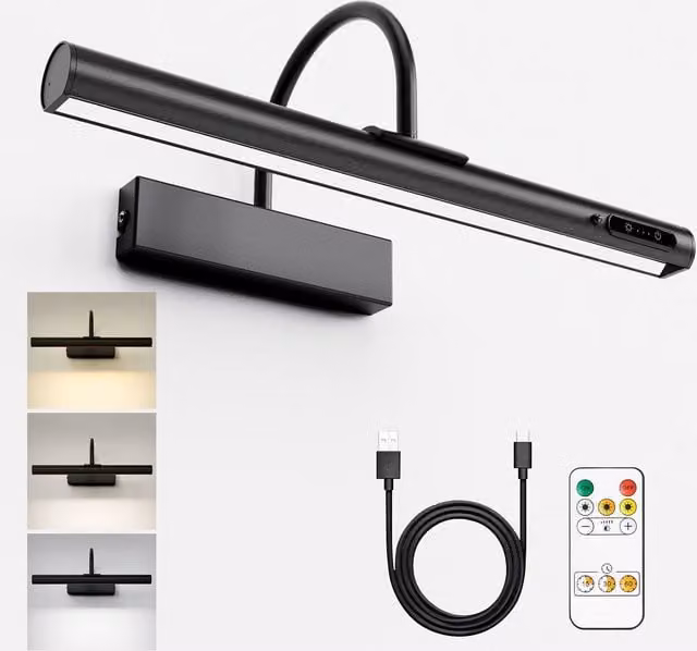 Harper Living Rechargeable Arched Picture Light with Remote Control and Dimmable Function in Black – 1