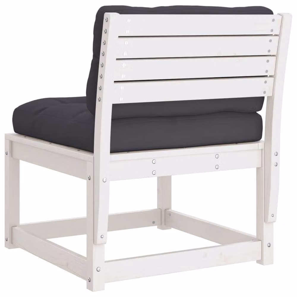 Berkfield Home 2-Seater Outdoor Garden Sofa Set with Cushions in White Solid Pine Wood – 3