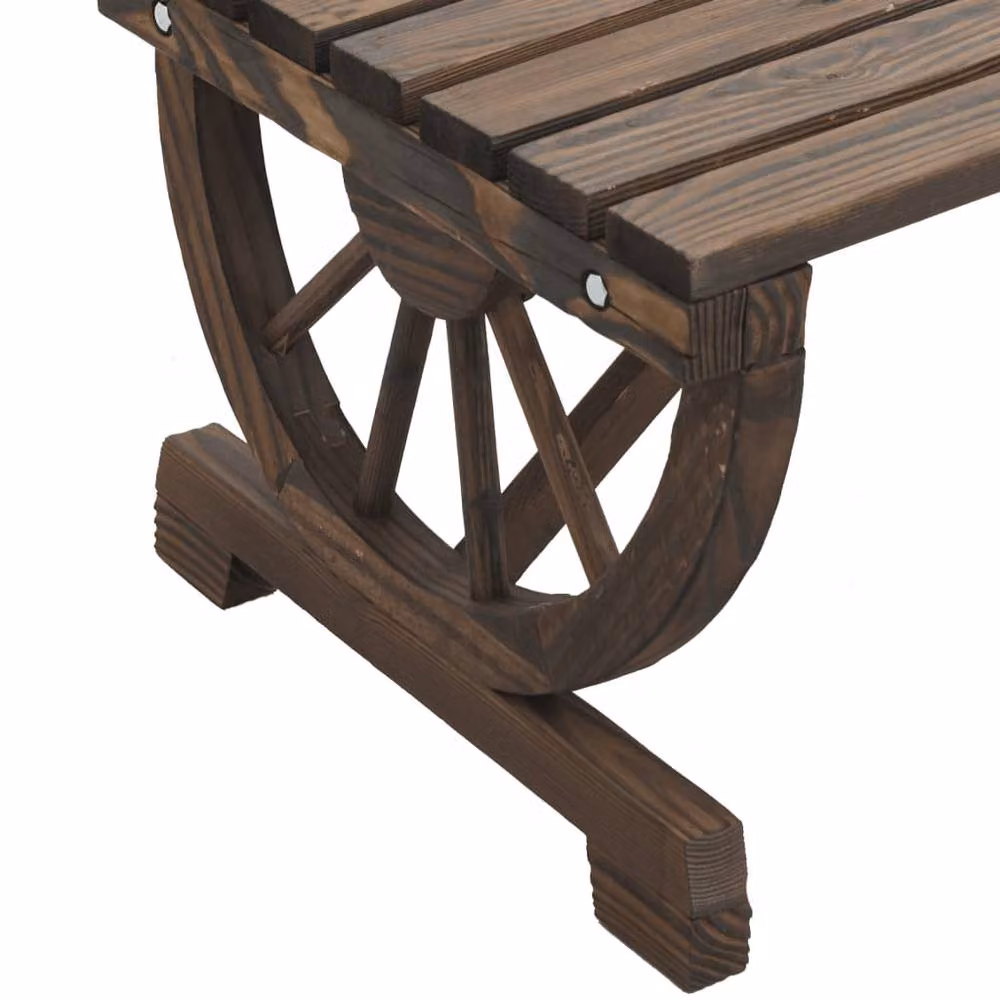 Berkfield Home Set of 2 Rustic Solid Wood Fir Garden Benches in Brown – 5
