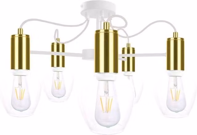 Netlighting Maya Multi Arm Semi Flush Ceiling Light in White and Gold, Diameter: 60 cm, 5x E27