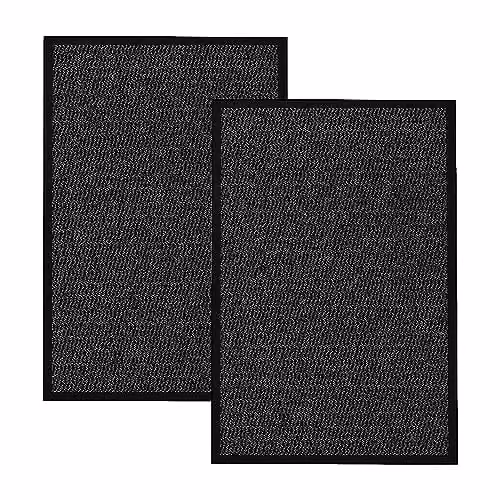 KAV Non-Slip Washable Dirt Trapper Door Mat, Black, Pack of 2, W: 40 cm, D: 60 cm – 1