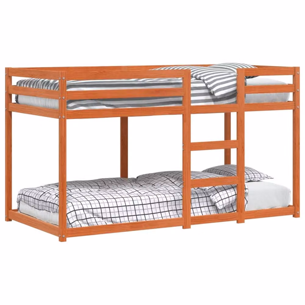 Berkfield Home Single Solid Wood Pine Bunk Bed in Wax Brown, W/D/H: 90 x 190 cm – 2