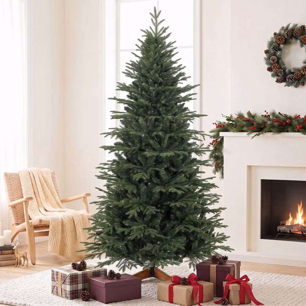 HOMCOM 7ft Artificial Christmas Tree with Solid Pine Wood Stand, Green – 2