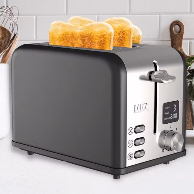 Laica 2 Slice Digital Toaster with Digital Display in Black
