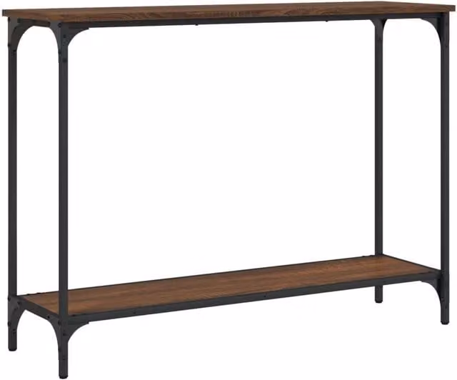 Berkfield Home Industrial Console Table in Brown Oak, W/D/H: 101 x 30.5 x 75 cm