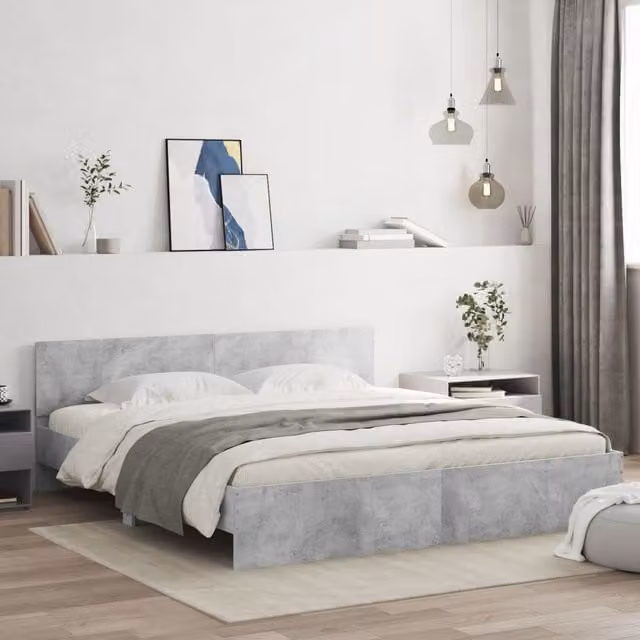Berkfield Home Bed Frame with Lift Up Base in Concrete Grey, W: 160 cm, D: 200 cm