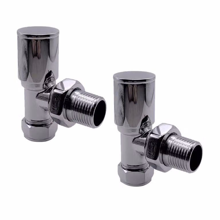 Royal Bathrooms Chrome Angled Brass Radiator Valve Pack 1/2 inch