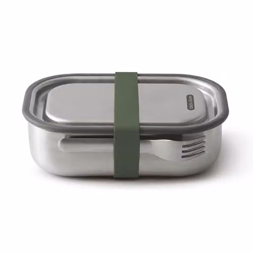 Black + Blum Stainless Steel Leakproof Lunch Box with Dividers and Cutlery, Green, 1000 ml
