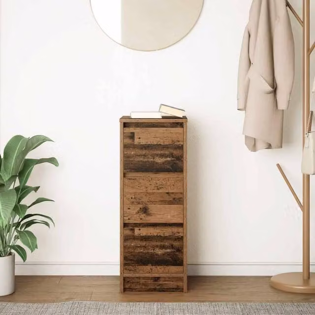 Berkfield Home Rustic Old Wood Sideboard in Brown, W/D/H: 34 x 29.5 x 76 cm