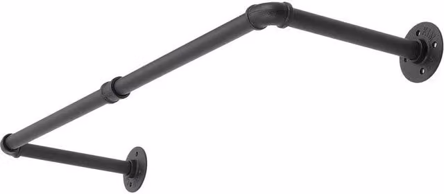KORVIXA Matt Black Metal Wall Mounted Clothes Rail and Garment Coat Rack, W: 80 cm, H: 61 cm