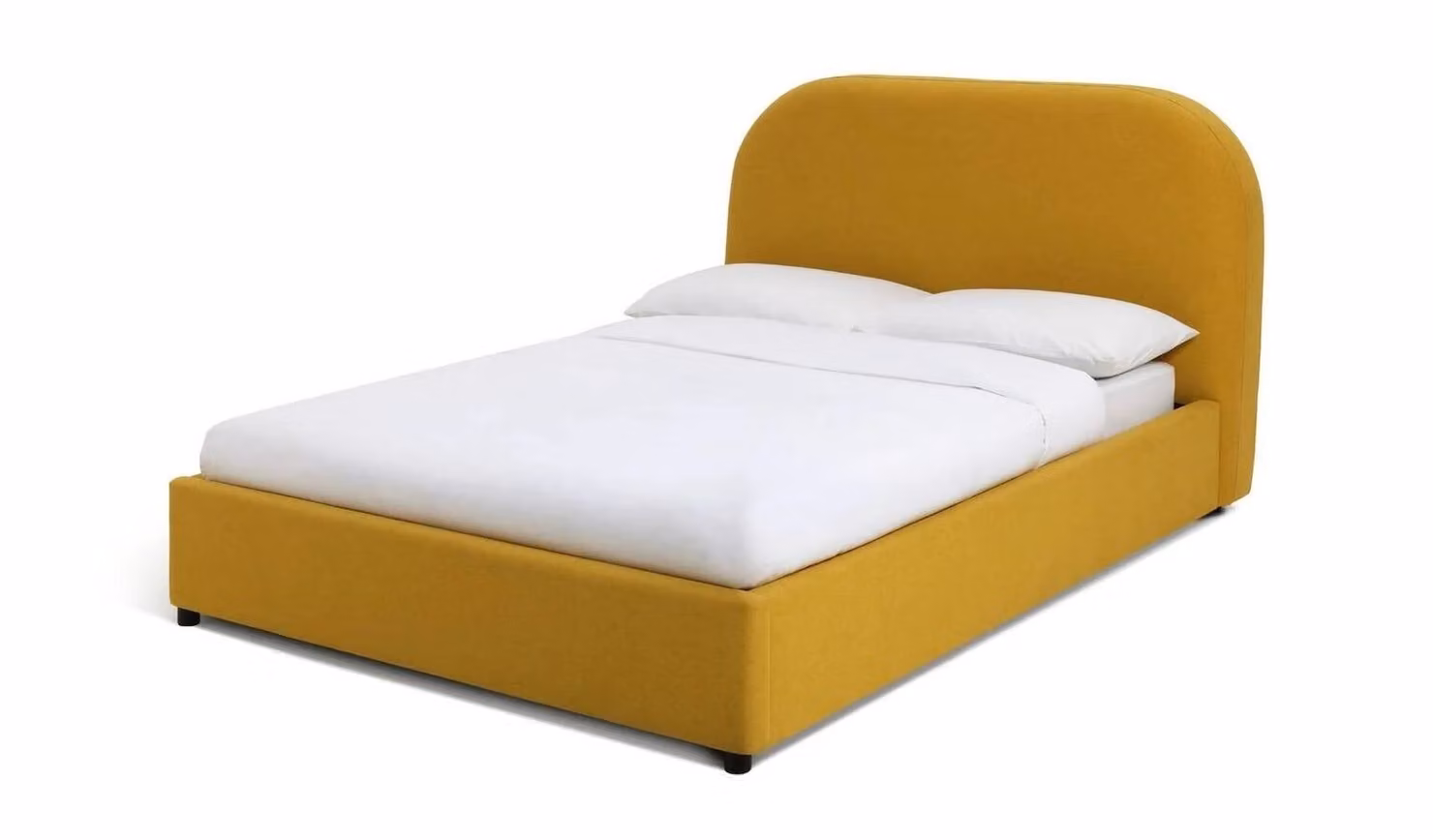 Layla Kingsize Ottoman Bed Frame in Yellow, Modern Upholstered Storage Bed with Lift Up Base