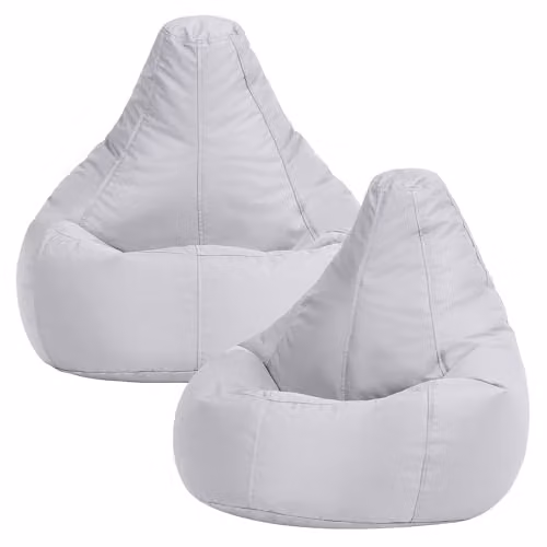 Bean Bag Bazaar Set of 2 Grey Outdoor Kids Bean Bag Chairs with Water Repellent Fabric – 2