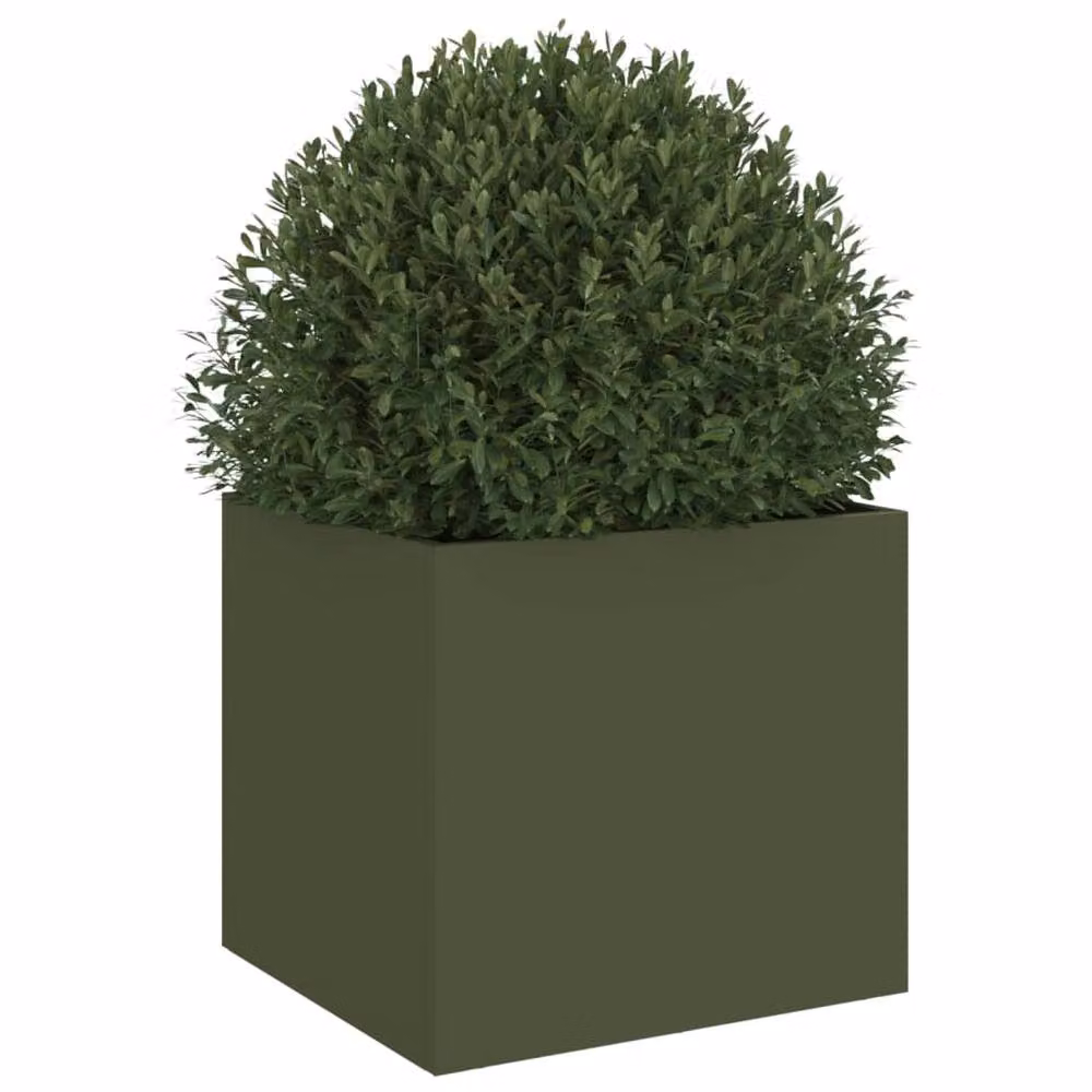 Berkfield Home Steel Planter Tub, Green, W/D/H: 32 x 30 x 29 cm – 4