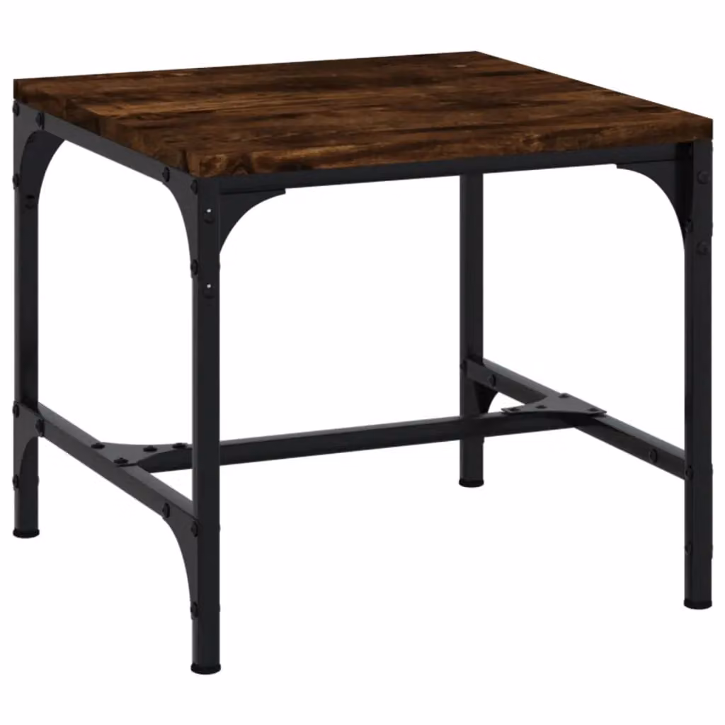 Berkfield Home Set of 2 Smoked Oak Side Tables in Brown, W/D/H: 40 x 40 x 35 cm – 4