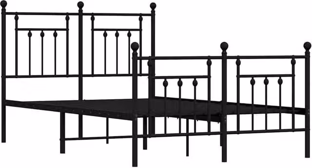 Berkfield Home Metal Bed Frame with Headboard and Footboard in Black, 135 x 190 cm Double – 1