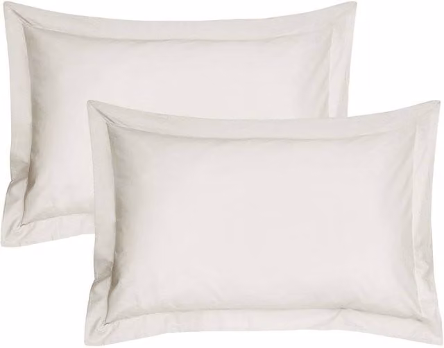 Smart Living White Polycotton Oxford Percale Pillowcase Pair, Non-Iron, Standard Size