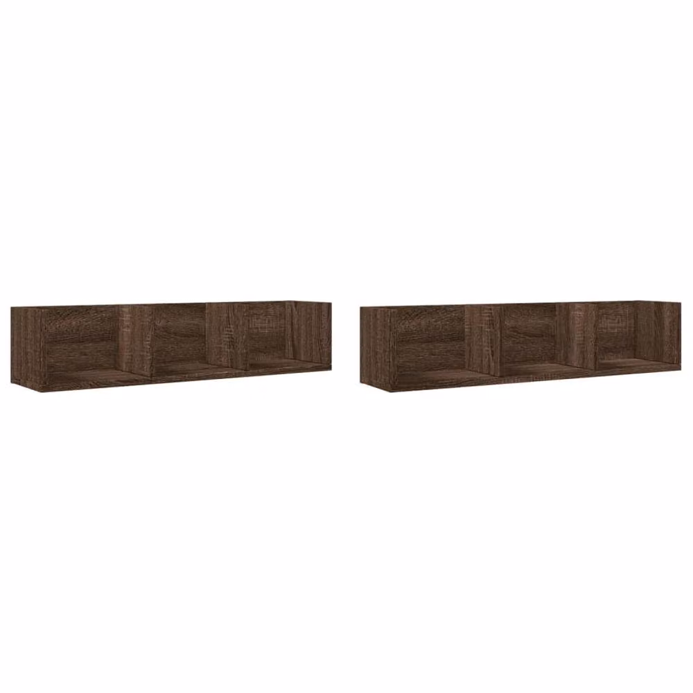 Berkfield Home Wall Mounted Cabinets, 2 Piece, Brown Oak, W: 75 cm, D: 18 cm, H: 16.5 cm – 2