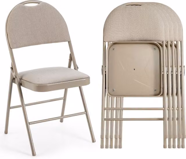 Costway Set of 2 Modern Geometric Fabric Dining Chairs in Beige and Black