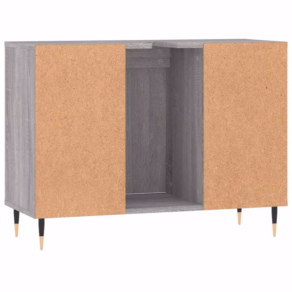Berkfield Home Grey Sonoma Freestanding Bathroom Cabinet with Hinged Doors and Internal Shelves, W/D/H: 80 x 33 x 60 cm – 2