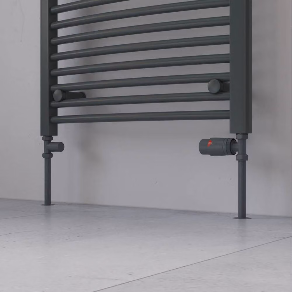Nes Home Matt Anthracite Straight Thermostatic Radiator Valves in Dark Grey – 2