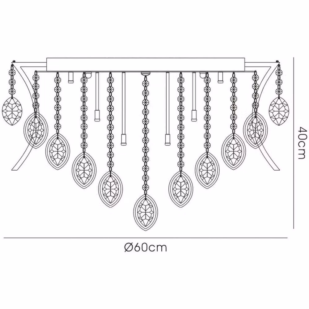 Netlighting Mios 12 Light G4 Crystal Ceiling Light in Polished Chrome and Grey – 3