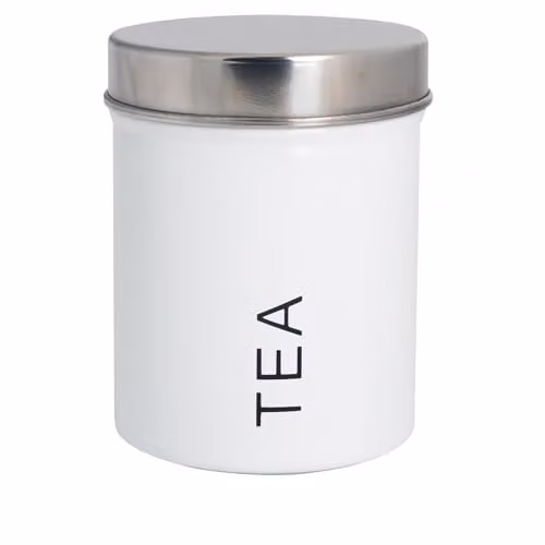 Harbour Housewares Metal Tea Storage Canister with Airtight Lid, White