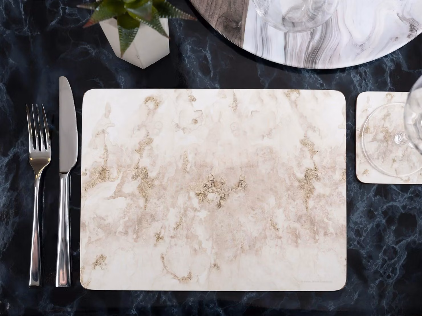 Creative Tops Pack of 4 Premium Grey Marble Place Mats, Non-Slip and Stain-Repellent, W: 30.0 cm x D: 23.0 cm – 2