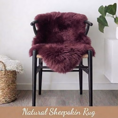 Infinity Leather Luxury Genuine Sheepskin Rug in Red, W/D/H: 90 x 60 x 1 cm – 4