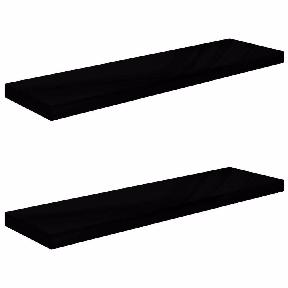 Berkfield Home Durable Floating Wall Shelves, 2 Pack, High Gloss Black, W: 90 cm, D: 23.5 cm, H: 3.8 cm – 3