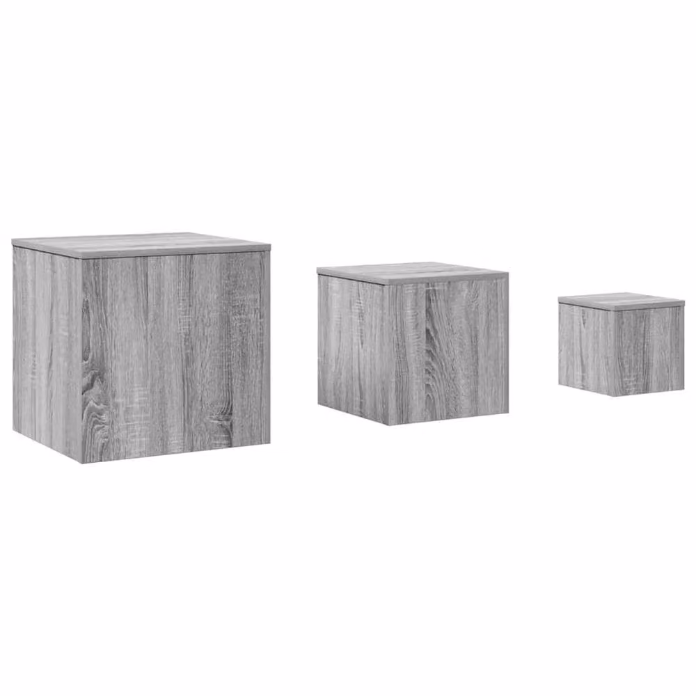 Berkfield Home Set of 3 Grey Sonoma Nested Side Tables in Engineered Wood – 2