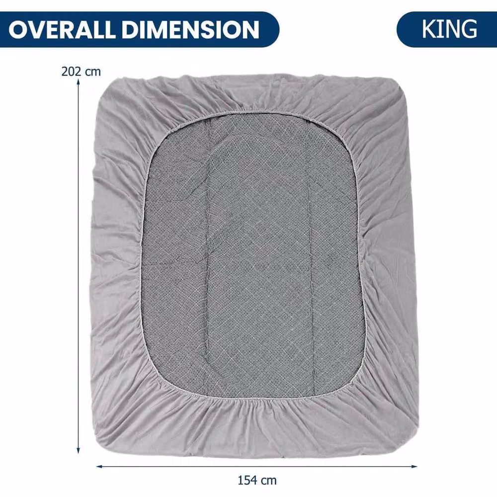 KORVIXA Luxury Super Soft Velvet Foam Mattress Topper in Grey, W/D/H: 140 x 200 cm – 2