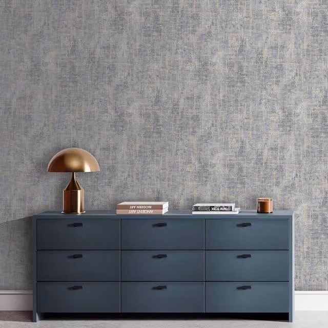Muriva Abstract Blue and Gold Modern Washable Paper Wallpaper