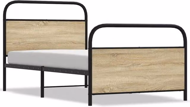 Berkfield Home Single Bed Frame in Sonoma Oak and Brown, W/D/H: 90 x 190 cm