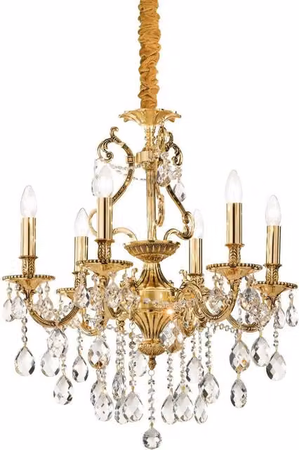 Netlighting Gioconda 6 Light Crystal Chandelier in Antique Gold Finish with Clear Glass
