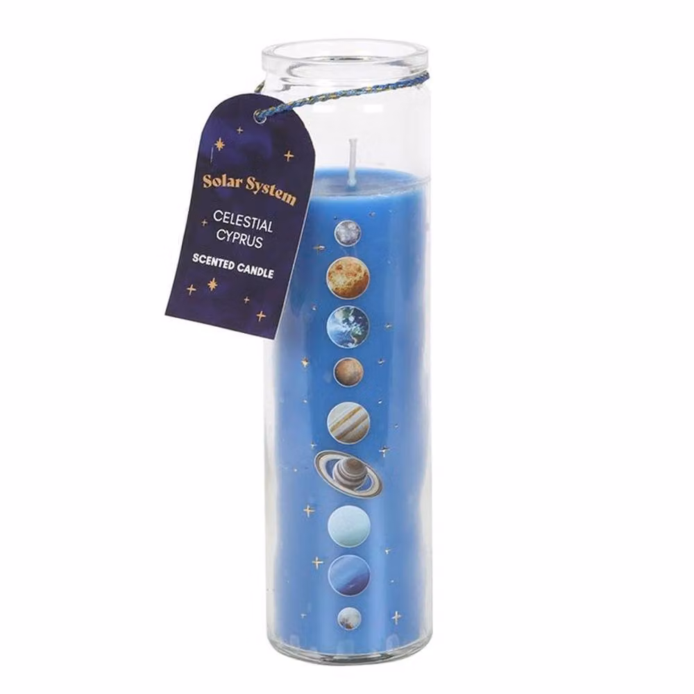 Uniqueful Solar System Blue Cedar Tube Pillar Candle – 2